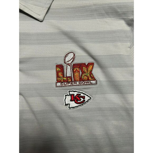 Antigua Super Bowl LVII Kansas City Chiefs Tunnel Polo Shirt M Gray & White St - Picture 4 of 7